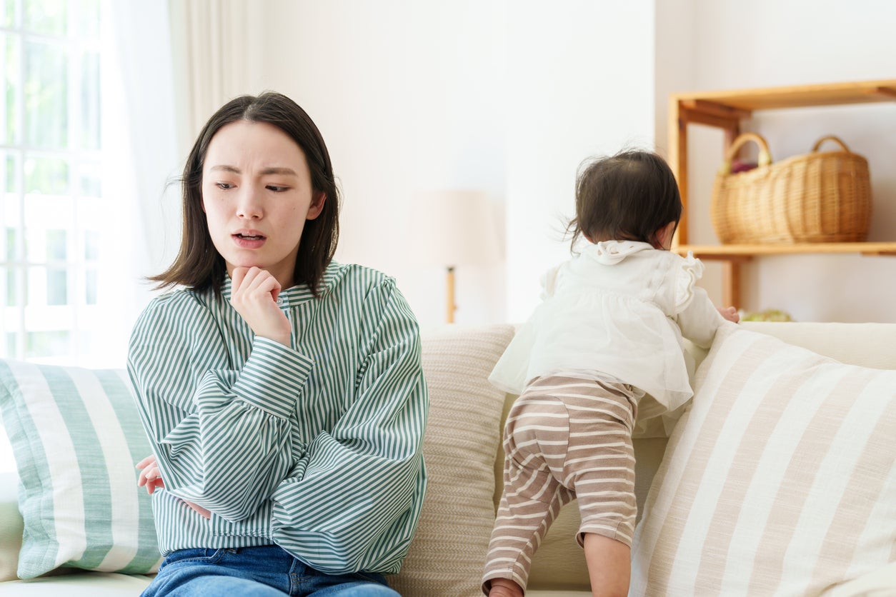 woman and child at home